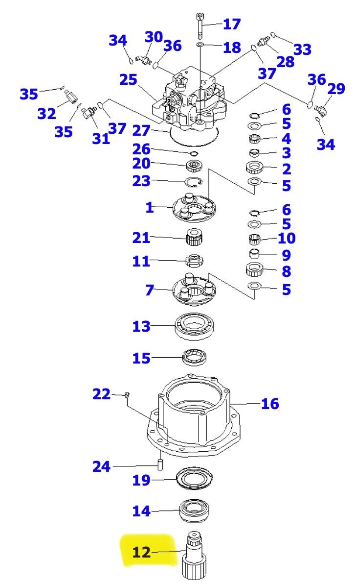 Albero rotazione motore oscillante Komatsu 22M-26-22131 708-7R-00370 PC40MR PC50MR PC55MR - foto 5