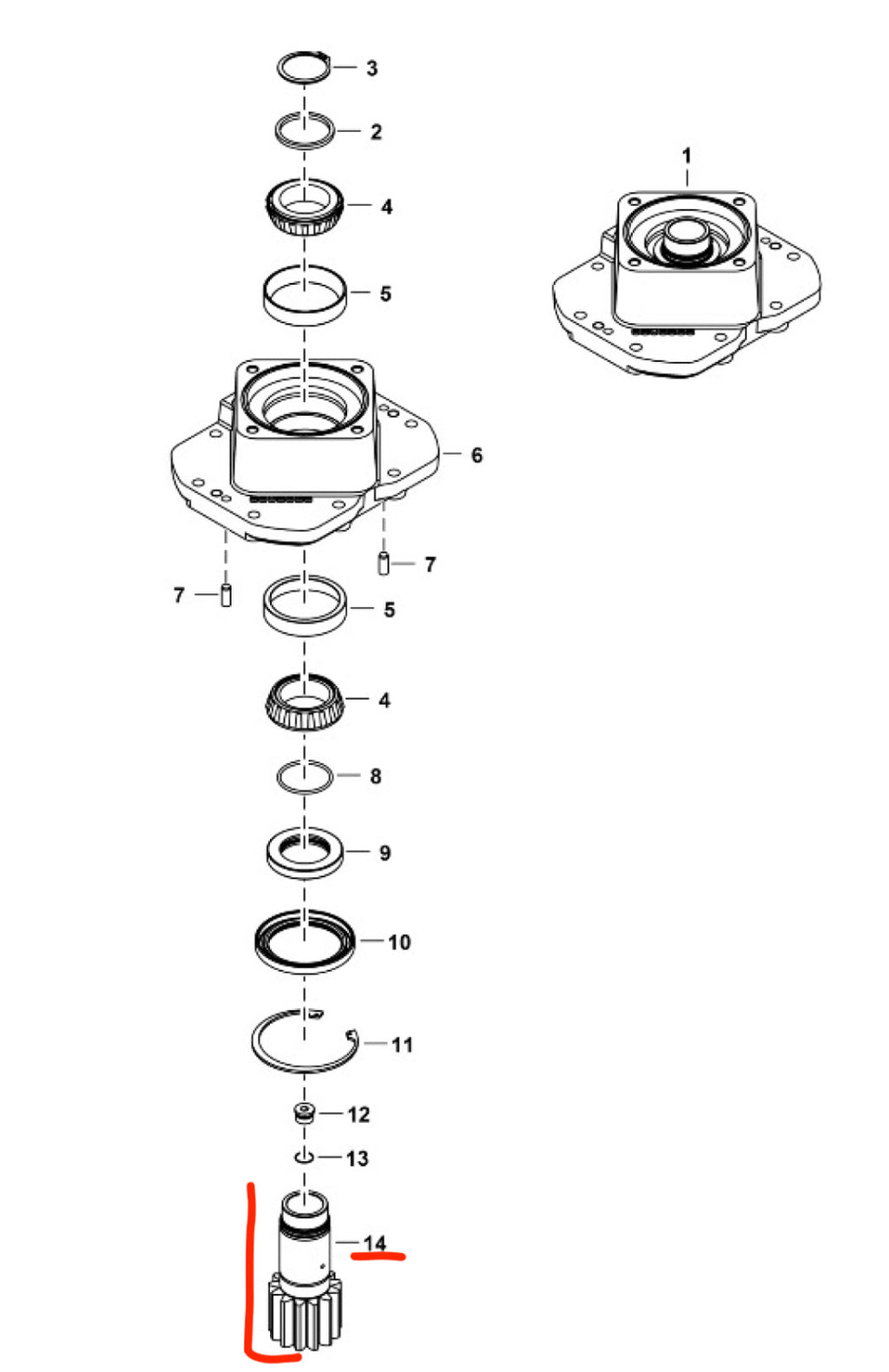 Albero rotazione motore oscillante Bobcat 331 334 6589948 6669196 pinion shaft - foto 7